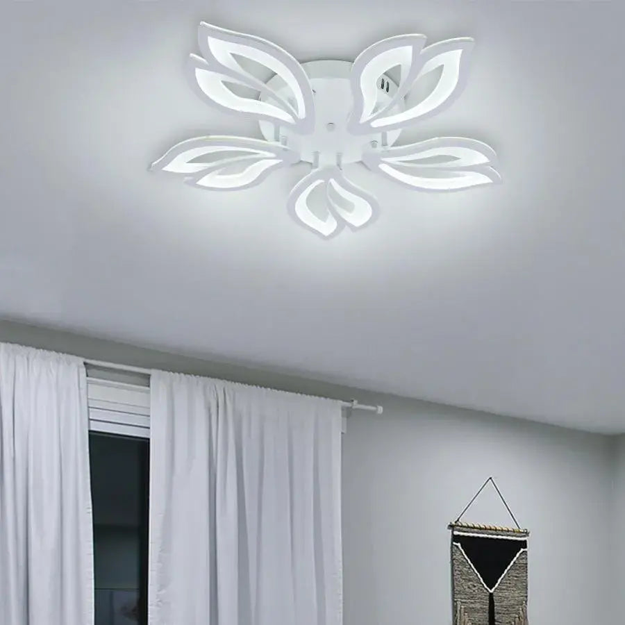 Lustra LED cu telecomanda LILY, 75W, 5 Elemente, lumina Rece/Calda/Neutra, Dimabila, Alb