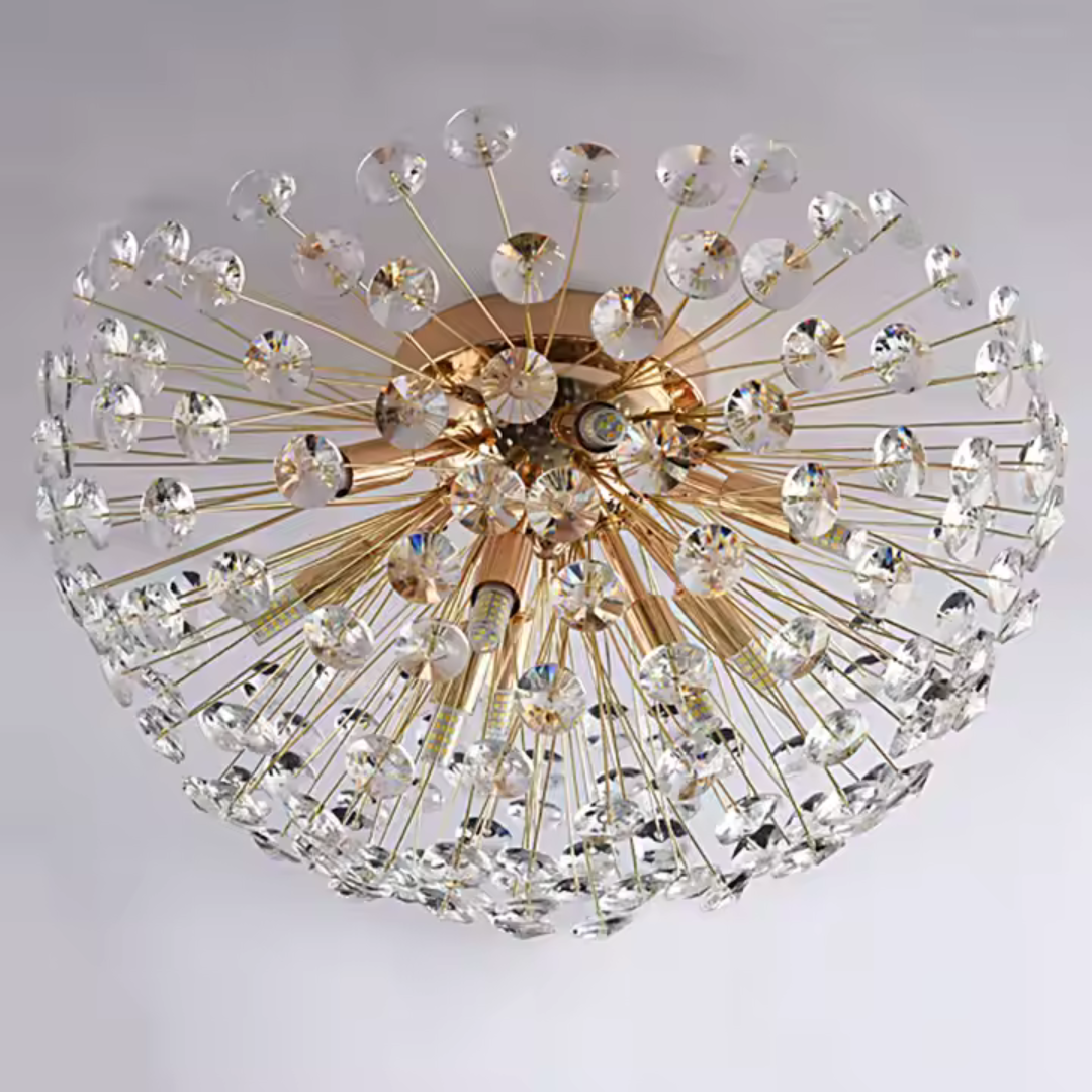 Candelabru Cristal MINUE, 4x G9, Diametru 35cm, Auriu Lucios