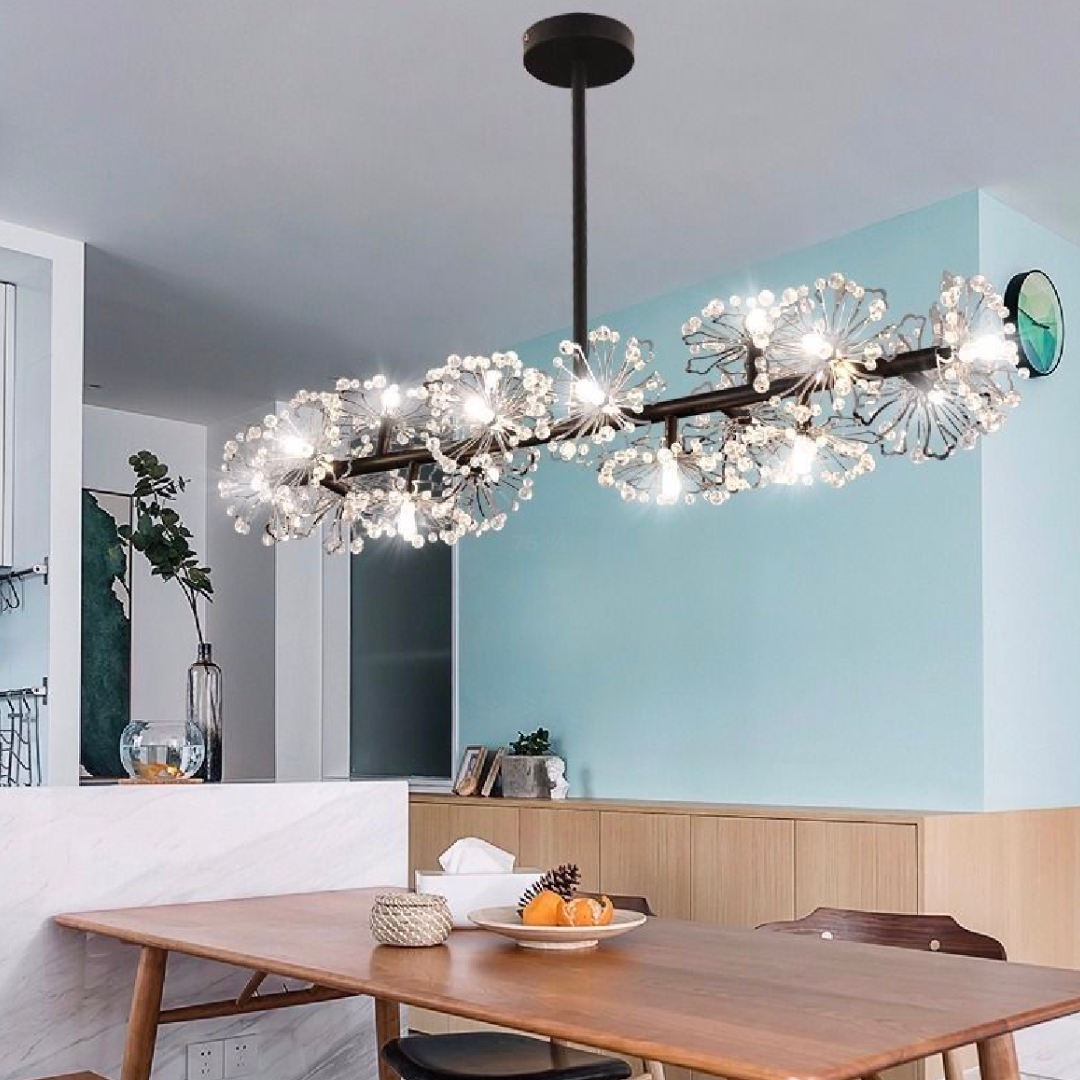 Candelabru Cristal PETALO Giordano, 16x G4, Lungime 120cm, Negru