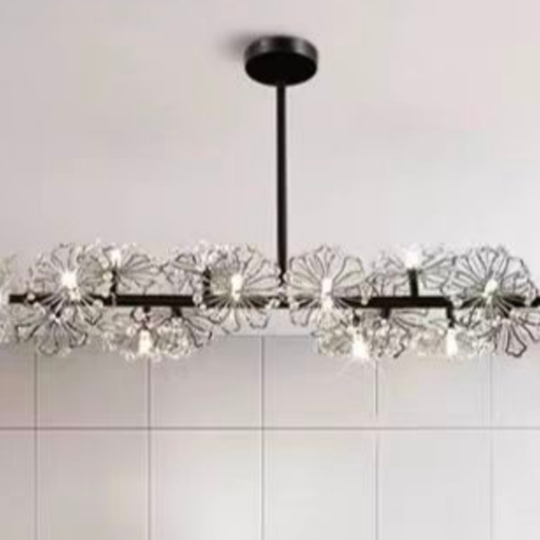 Candelabru Cristal PETALO Giordano, 16x G4, Lungime 120cm, Negru