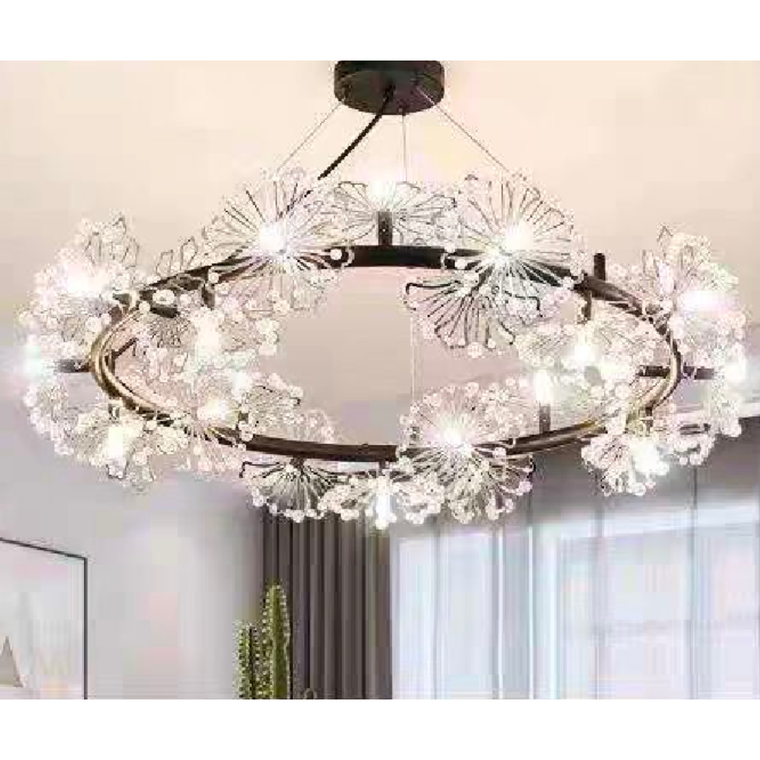 Candelabru Cristal PETALO Luoni, Diametru 62cm, 25XG4, Negru, Inaltime Reglabila