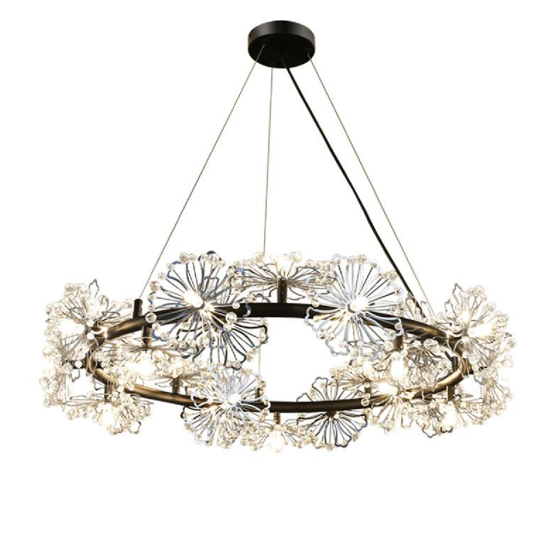 Candelabru Cristal PETALO Luoni, Diametru 62cm, 25XG4, Negru, Inaltime Reglabila