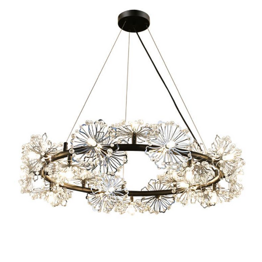 Candelabru Cristal PETALO Luoni, Diametru 62cm, 25XG4, Negru, Inaltime Reglabila