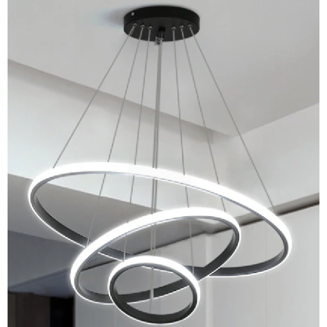 Lustra LED cu telecomanda CLARA, 45W, 3 Cercuri, lumina Rece/Calda/Neutra, Dimabila, Negru