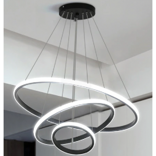 Lustra LED cu telecomanda CLARA, 45W, 3 Cercuri, lumina Rece/Calda/Neutra, Dimabila, Negru