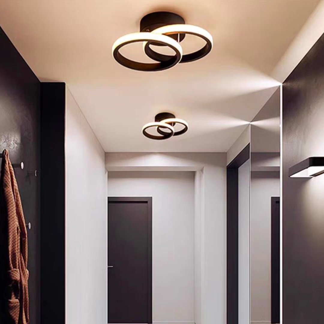 Lustra LED ELIO Celio , 16W, 2 Cercuri, Lumina Rece/Calda/Neutra, Negru