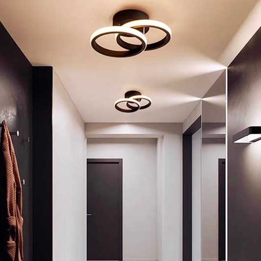 Lustra LED ELIO Celio , 16W, 2 Cercuri, Lumina Rece/Calda/Neutra, Negru