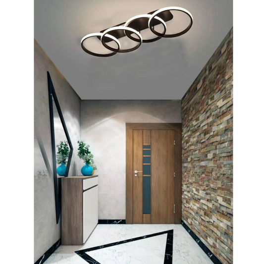 Lustra LED ELIO Amedea , 24W, 4 Cercuri, Lumina Rece/Calda/Neutra,Dimabila Negru