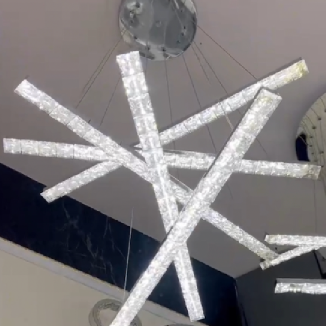 Lustra LED suspendata cu telecomanda si cristal LIBORIA, 64W, lumina Rece/Calda/Neutra, Dimabila, Crom