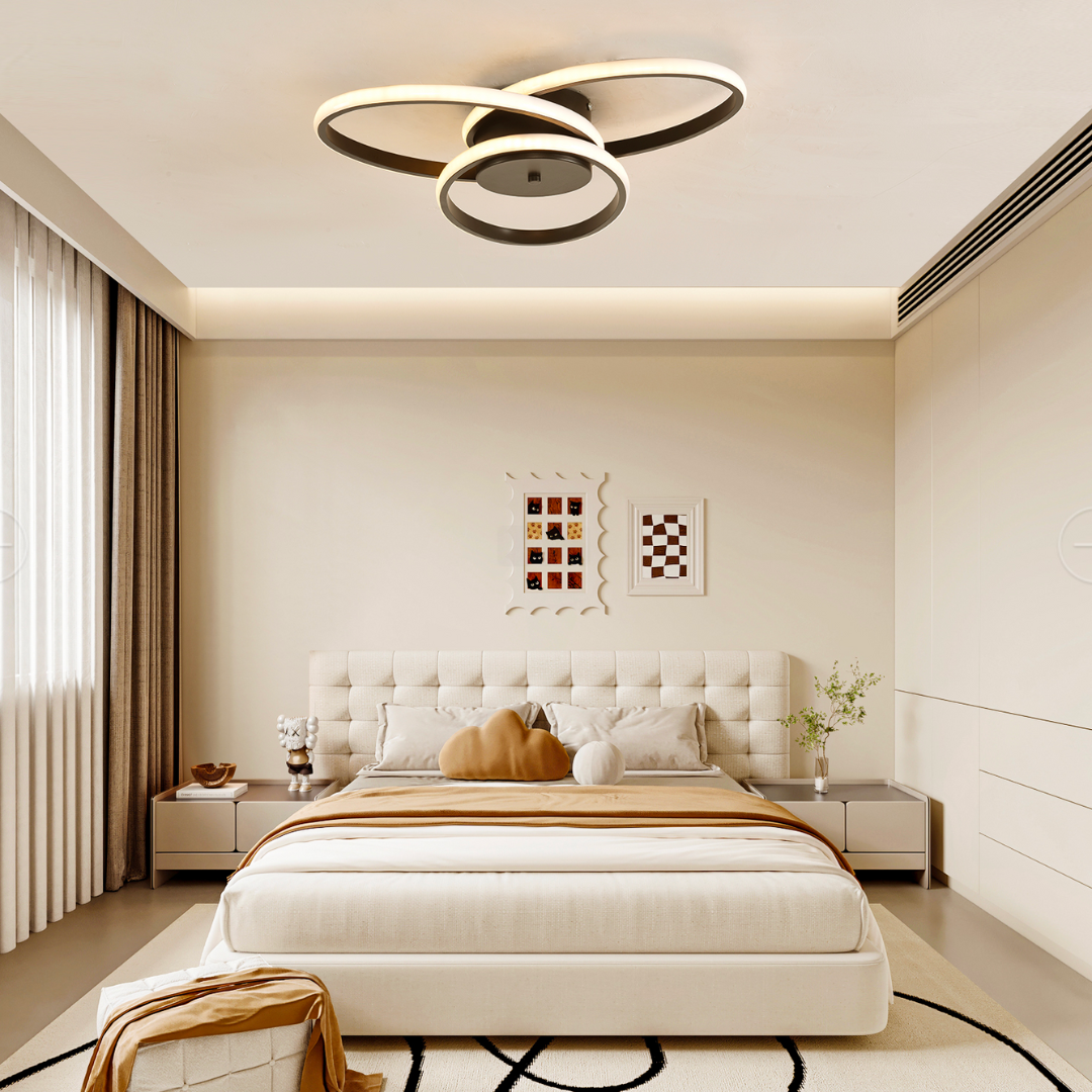 Lustra LED cu Telecomanda Ecaterina 59W, Impletita Lumina Rece/Calda/Neutra Dimabila Negru