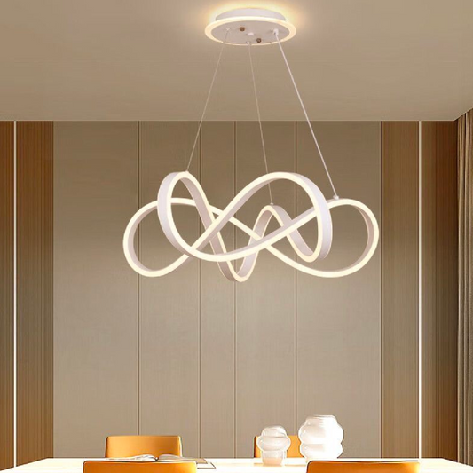 Lustra LED suspendata cu telecomanda INFINITY HALO, 138W,  lumina Rece/Calda/Neutra, Dimabila, Alb, Inaltime Reglabila