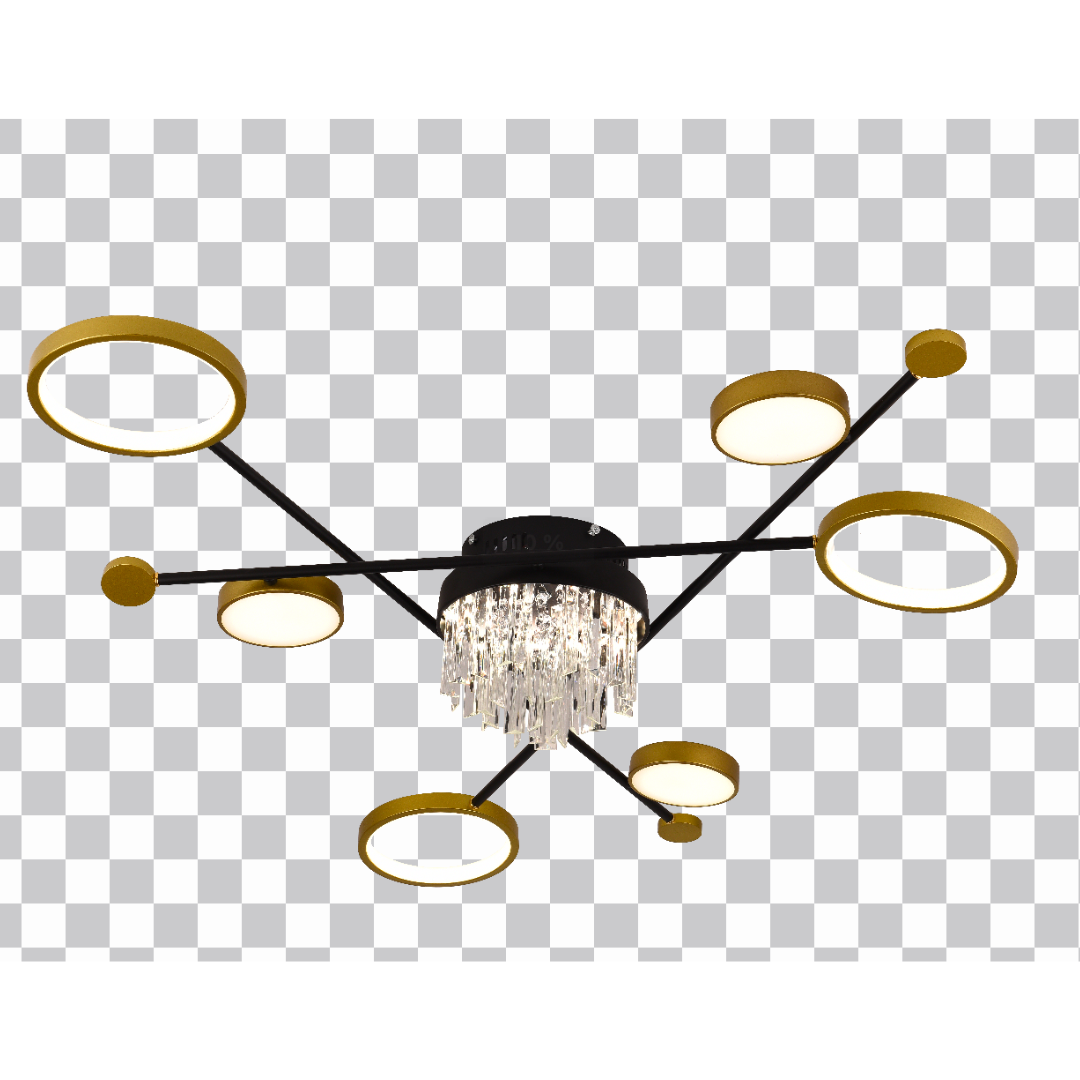 Lustra LED cu Telecomanda, VELO, 38W, Auriu Negru