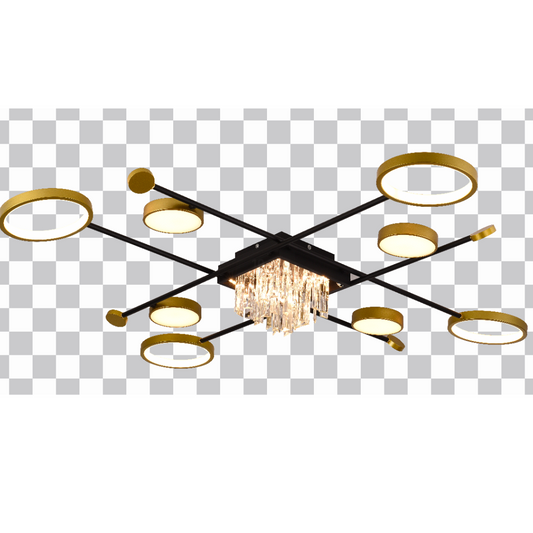 Lustra LED cu Telecomanda, RAMO, 46W, Auriu Negru