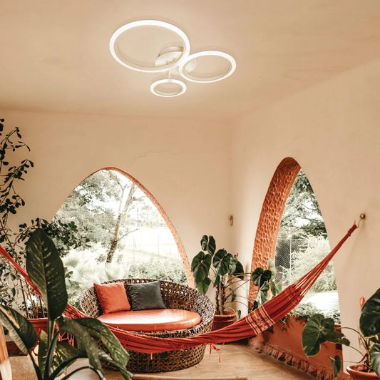 Lustra LED cu telecomanda BRENDA, 41W, 3 Cercuri, lumina Rece/Calda/Neutra, Dimabila, Alb