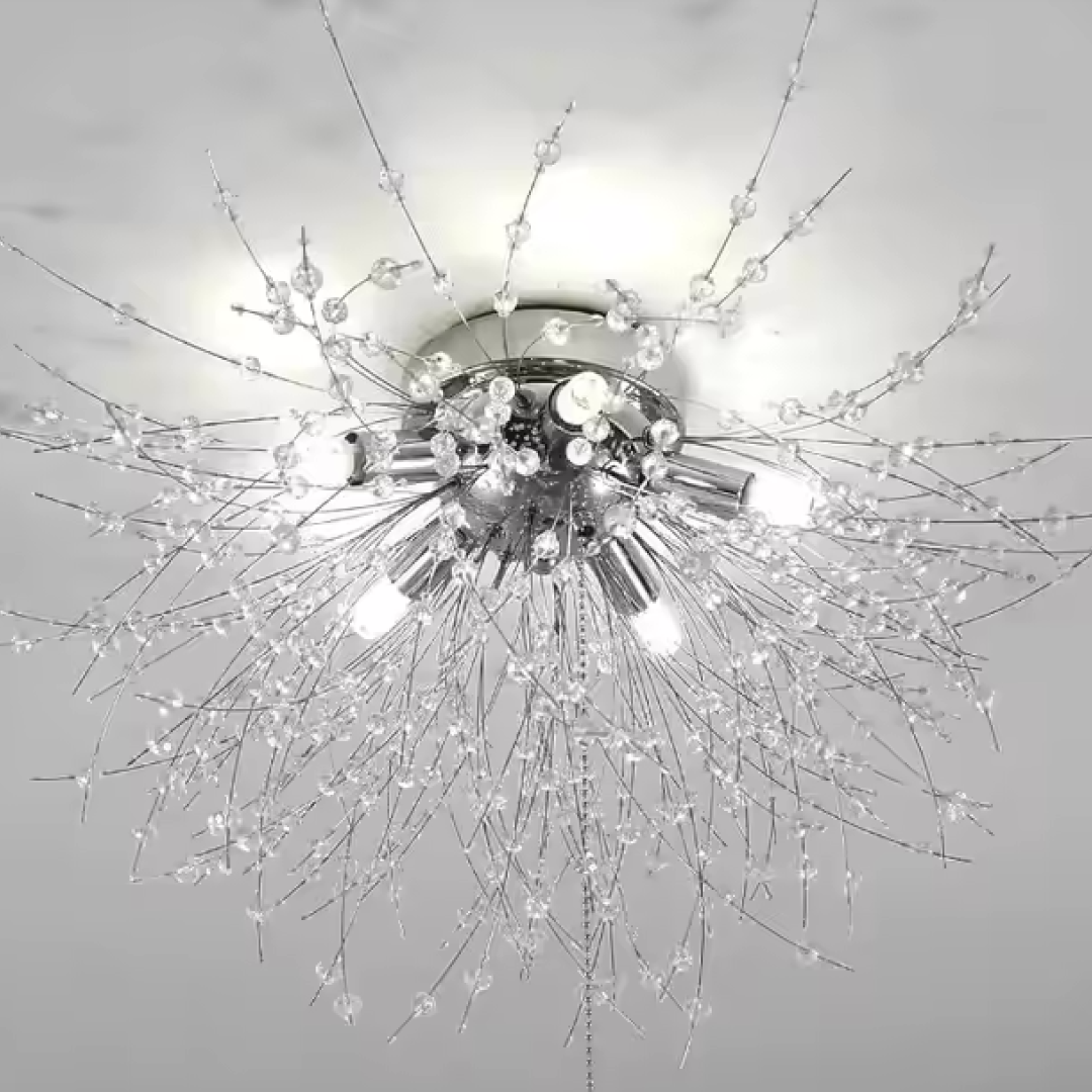 Candelabru Cristal RONDO Vivace, 6x G9, Diametru 49cm, Argintiu Lucios