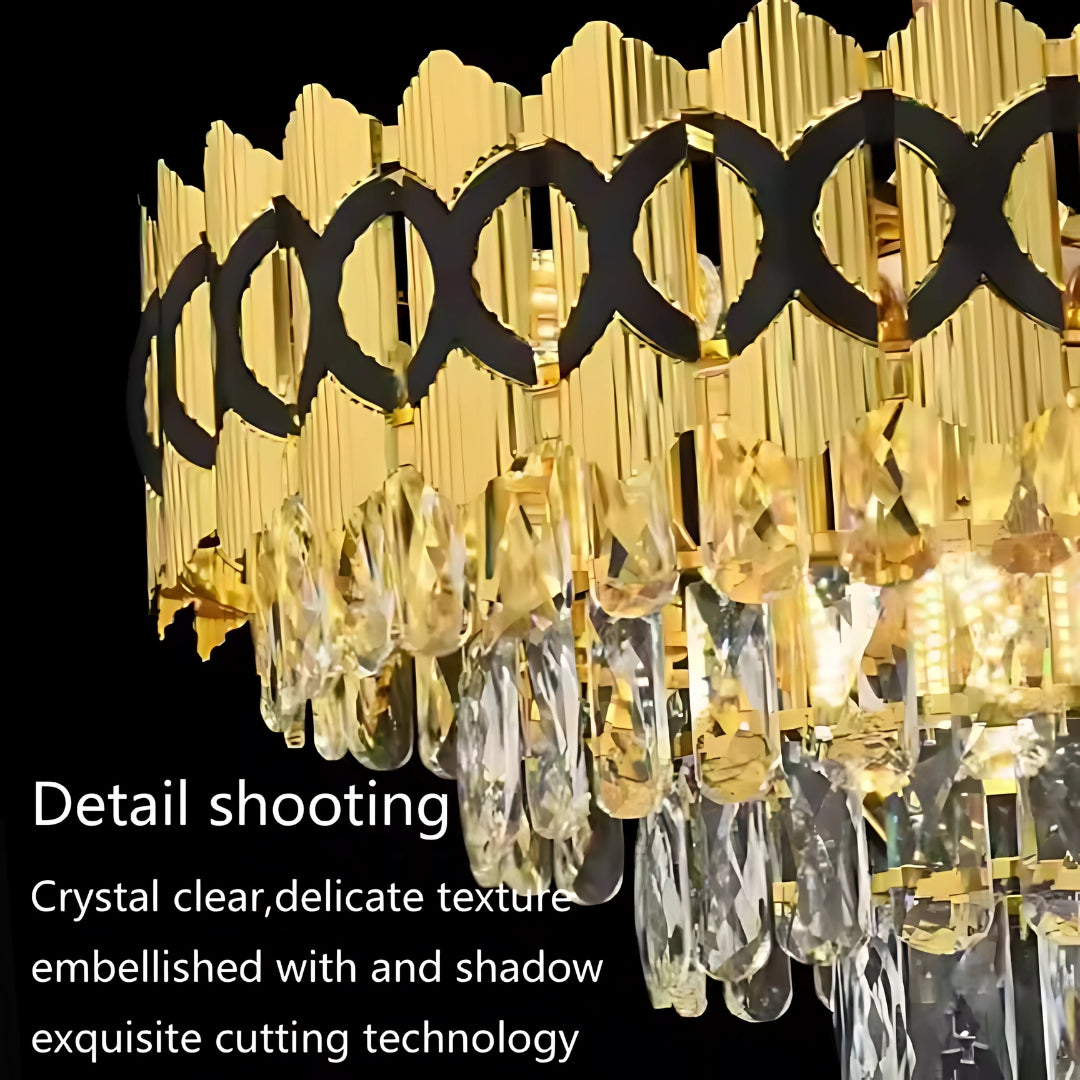 Candelabru Cristal PIERREFONDS Petito 3xE14, Diametru 30cm, Auriu, Inaltime Reglabila