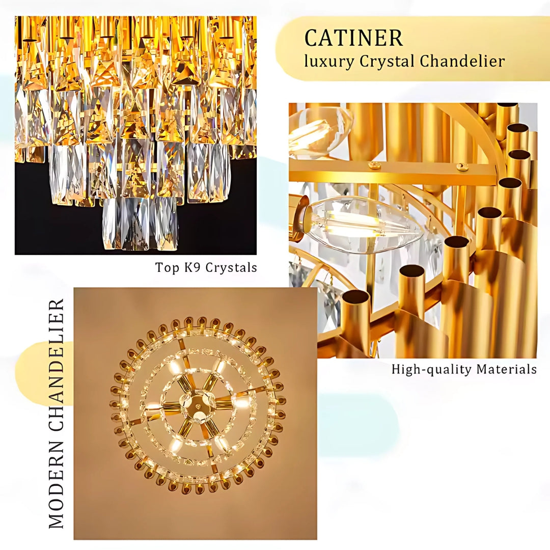 Candelabru Cristal VERSAILLES Eleganza 8x E14, Diametru 49cm, Auriu, Inaltime Reglabila