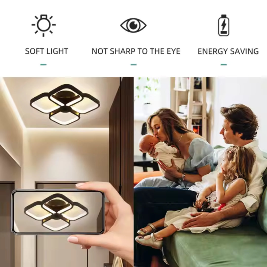 Lustra LED VERTEX Tesser, 36W, Lumina Rece/Calda/Neutra, Negru