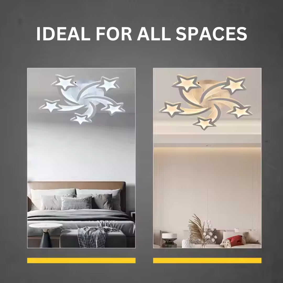 Lustra LED cu telecomanda IPOMOEA, 69W, 5 Stele, lumina Rece/Calda/Neutra, Dimabila, Alb