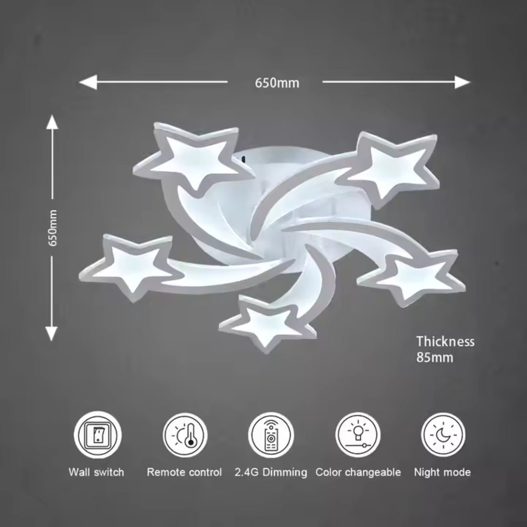 Lustra LED cu telecomanda IPOMOEA, 69W, 5 Stele, lumina Rece/Calda/Neutra, Dimabila, Alb