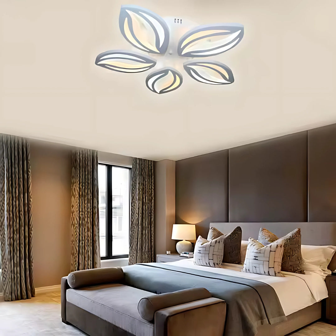 Lustra LED cu telecomanda ORCHID, 65W, 5 Petale, lumina Rece/Calda/Neutra, Dimabila, Alb