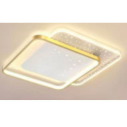 Lustra LED cu telecomanda GILDRA, 110W, 2 Patrate, lumina Rece/Calda/Neutra, Dimabila, Auriu