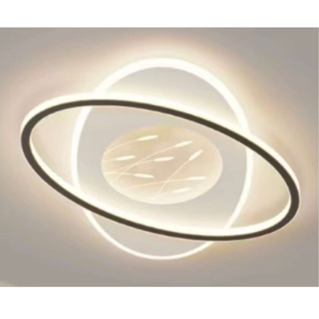 Lustra LED cu telecomanda ORBITA NERO, 125W, OVALA , lumina Rece/Calda/Neutra, Dimabila, Negru