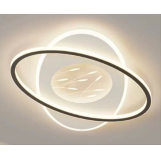 Lustra LED cu telecomanda ORBITA NERO, 125W, OVALA , lumina Rece/Calda/Neutra, Dimabila, Negru
