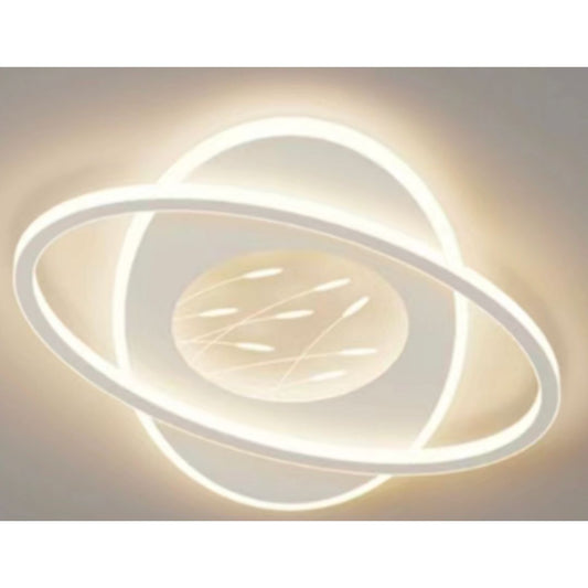 Lustra LED cu telecomanda ORBITA BIANCA, 125W, OVALA , lumina Rece/Calda/Neutra, Dimabila, Alb