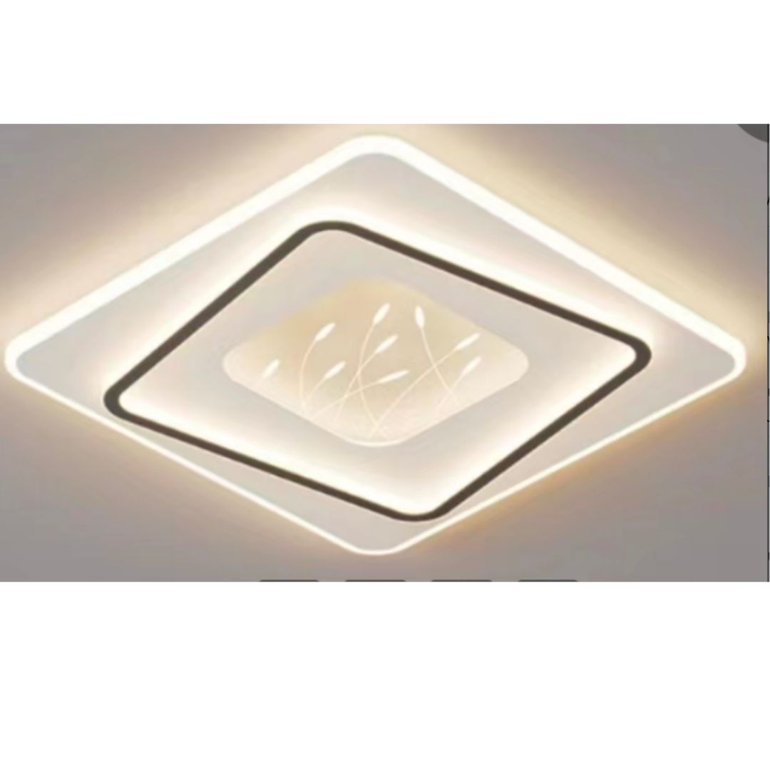 Lustra LED cu telecomanda LINEA GEOMETRICA, 125W, 2 Patrate, lumina Rece/Calda/Neutra, Dimabila, Negru