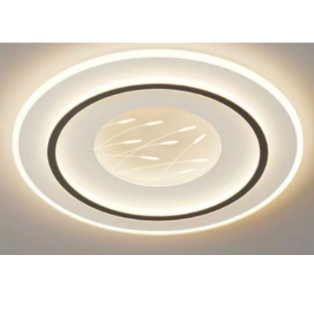 Lustra LED cu telecomanda LINEA ELEGANZA, 125W, 2 Cercuri, lumina Rece/Calda/Neutra, Dimabila, Negru