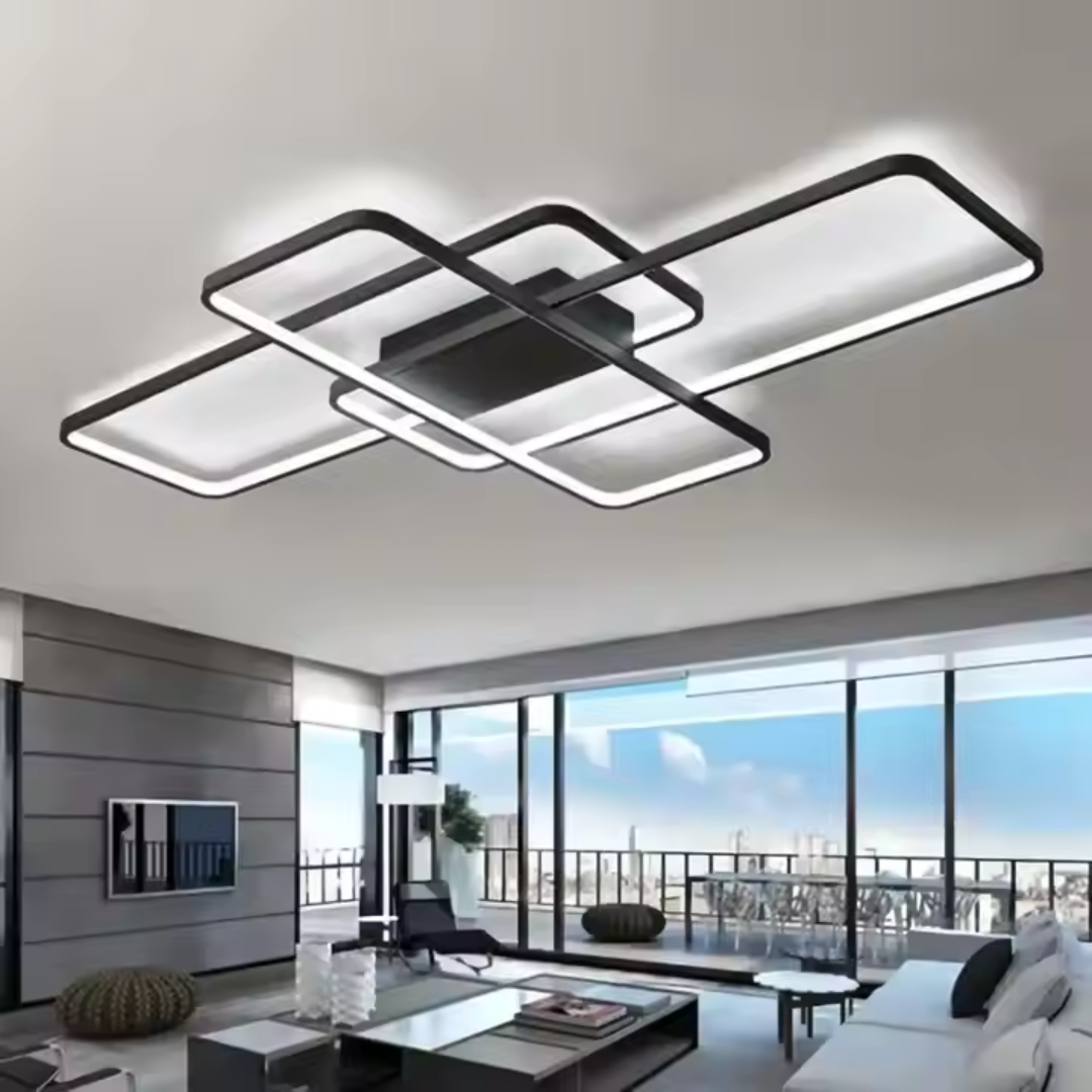 Lustra LED cu telecomanda AXIS, 96W, 3 Elemente,, lumina Rece/Calda/Neutra, Dimabila, Negru