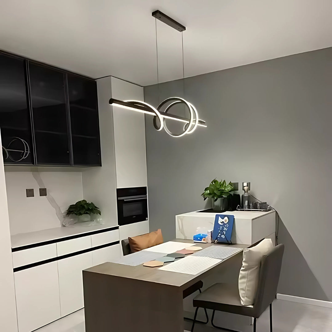 Lustra LED suspendata cu telecomanda RIBBON, 66W, Lumina Rece/Calda/Neutra, Dimabila, Negru, Inaltime Reglabila