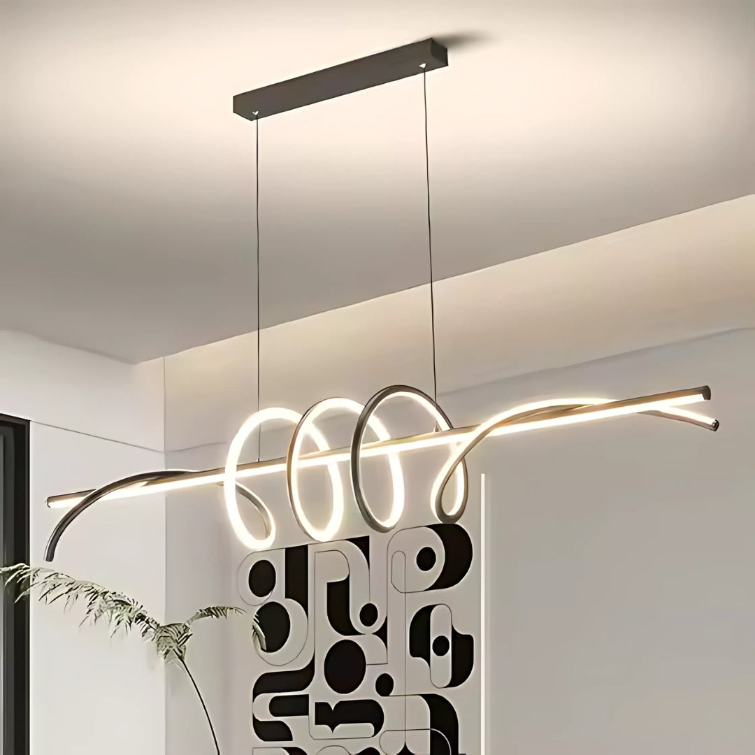 Lustra LED suspendata cu telecomanda RIBBON, 66W, Lumina Rece/Calda/Neutra, Dimabila, Negru, Inaltime Reglabila