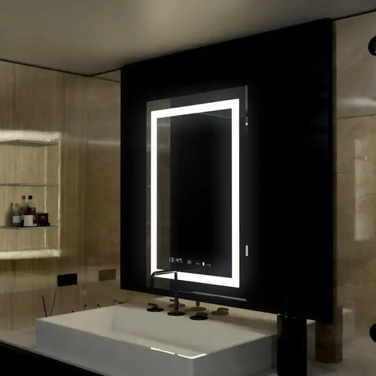 Oglinda LED Rectangulara, 75x90cm, Verite MotionGlow Marcello, Sistem Dezaburire, Ceas & Termometru, Dimabila