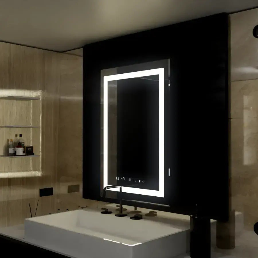 Oglinda LED Rectangulara, 75x90cm, Verite MotionGlow Marcello, Sistem Dezaburire, Ceas & Termometru, Dimabila