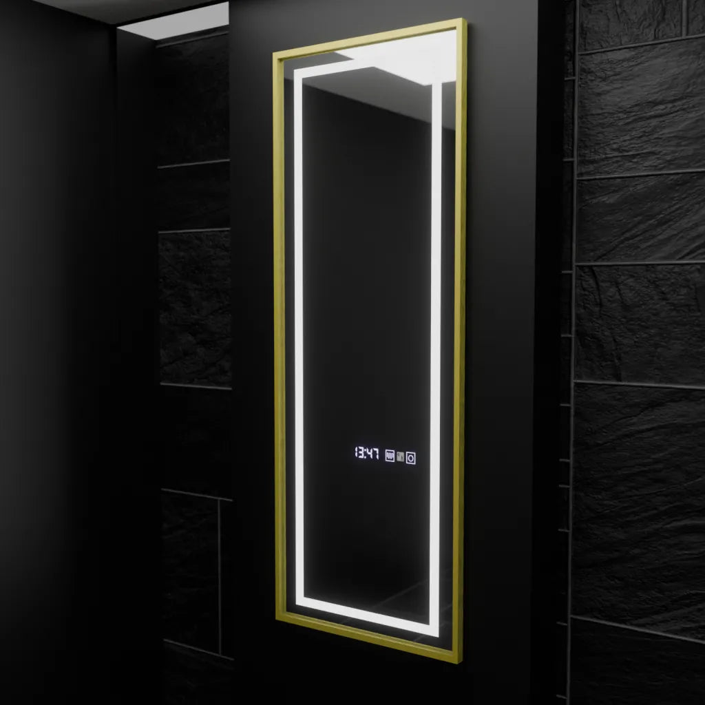 Oglinda LED Rectangulara, 45x140cm, Elena Senzor Radar Marcello, Sistem Dezaburire, Ceas & Termometru, Dimabila, Dressing Couture