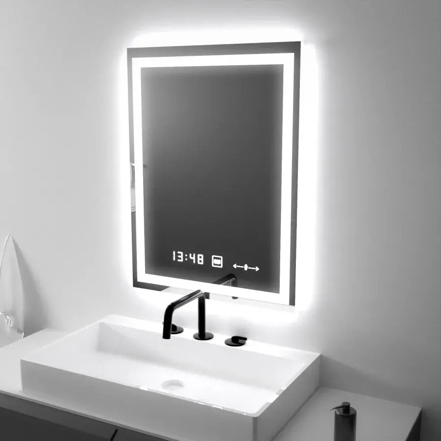 Oglinda LED Rectangulara, 45x60cm, Verite MotionGlow Marcello, Sistem Dezaburire, Ceas & Termometru, Dimabila