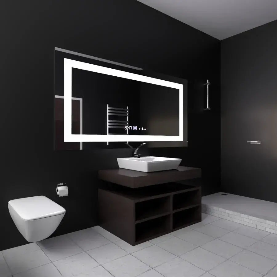 Oglinda LED Rectangulara, 120x60cm, Verite MotionGlow Marcello, Sistem Dezaburire, Ceas & Termometru, Dimabila