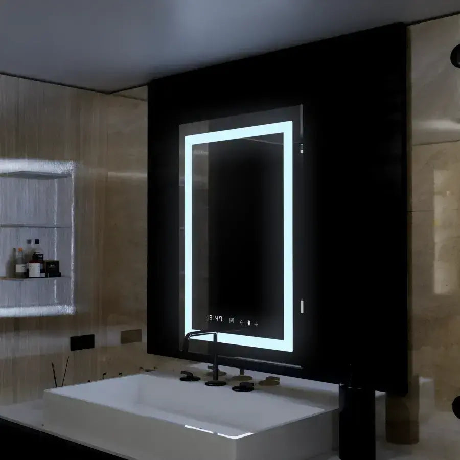 Oglinda LED Rectangulara, 75x90cm, Verite MotionGlow Marcello, Sistem Dezaburire, Ceas & Termometru, Dimabila