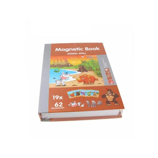 Puzzle tip Carte Magnetica Vraja Animalelor Salbatice, 62 Piese si 19 Carduri, Multicolor