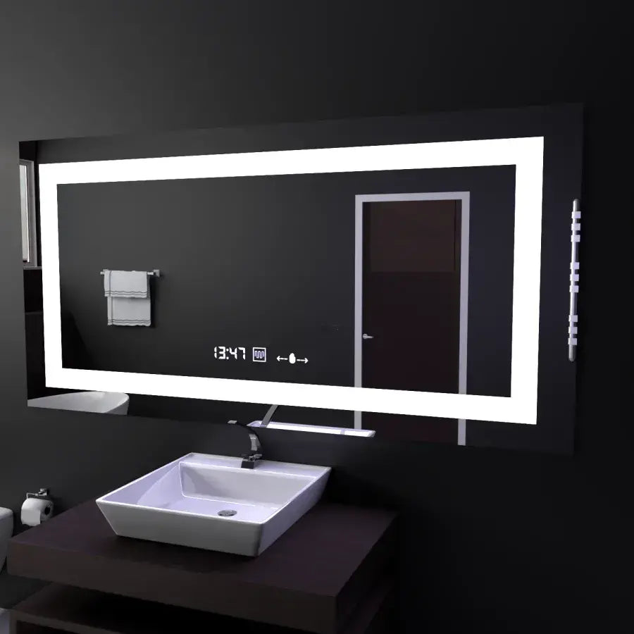 Oglinda LED Rectangulara, 120x60cm, Verite MotionGlow Marcello, Sistem Dezaburire, Ceas & Termometru, Dimabila