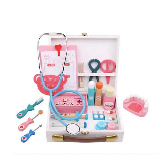 Set tip Ustensilele Micului Denstist, 20 Piese, Multicolor, Lemn si Plastic