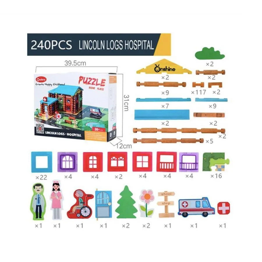 Spitalul din Munti tip Puzzle, 240 Piese, Multicolor, Lemn