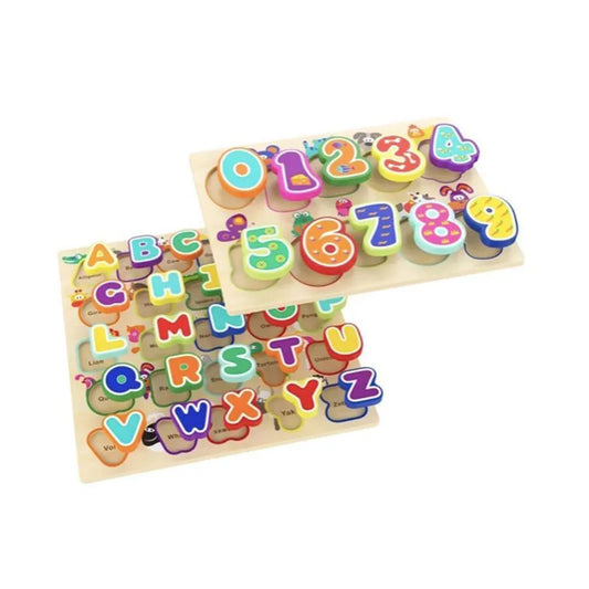 Tablita cu Animale si Numere Multicolore, 11 Piese, Lemn