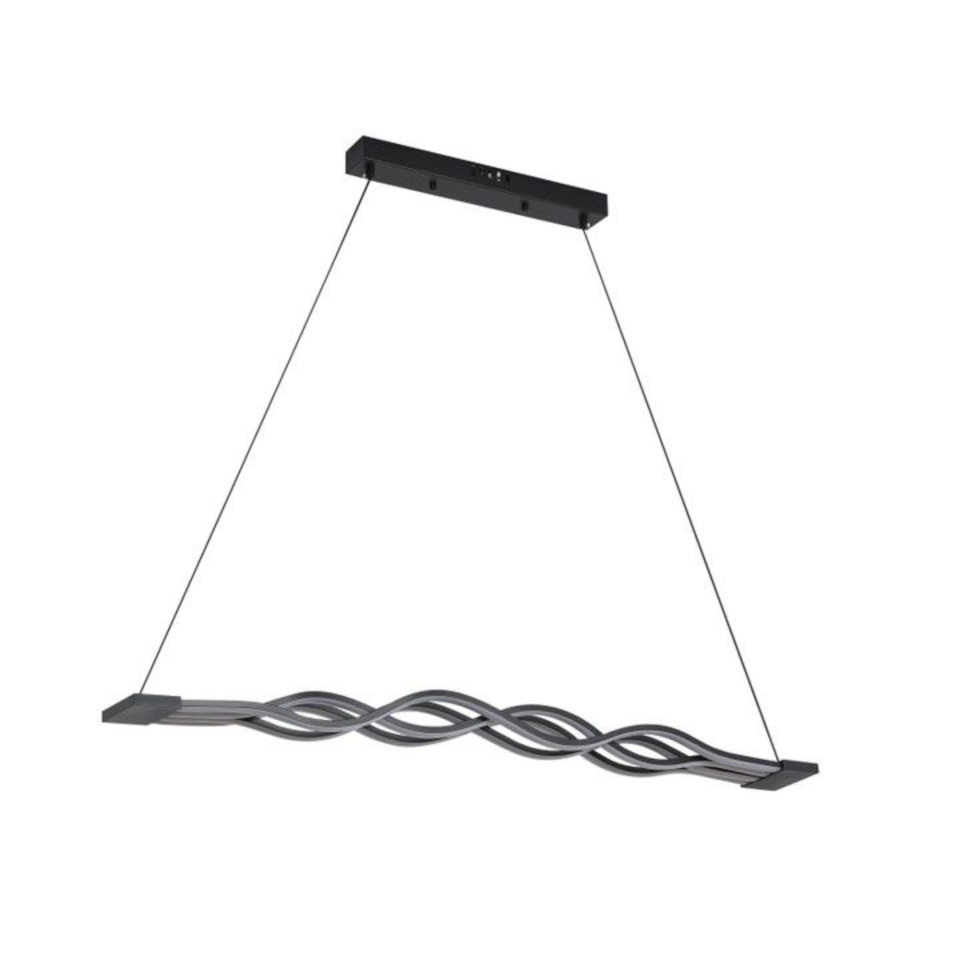 Lustra LED suspendata cu telecomanda WAVE, 76W, 4 Cercuri, lumina Rece/Calda/Neutra, Dimabila, Negru, Inaltime Reglabila