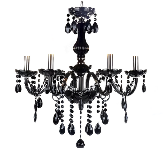 Candelabru Cristal Friedrich, 5xE14, Diametru 48cm, Negru, Inaltime Reglabila