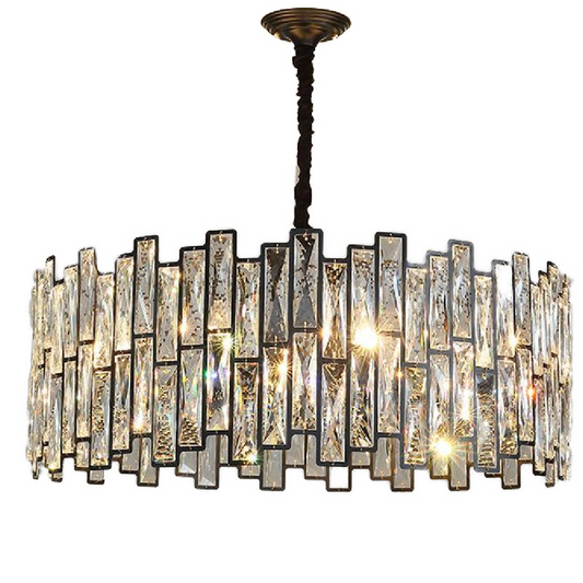 Candelabru Cristal Melitina 6xE27, Diametru 49cm, Negru, Inaltime Reglabila