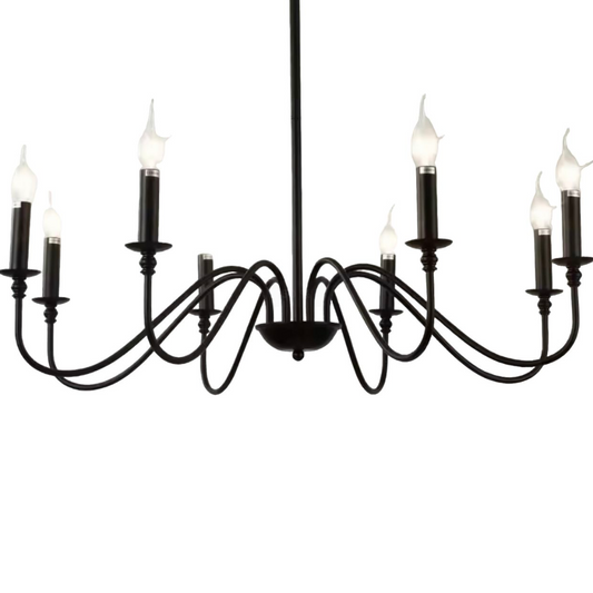 Candelabru Cristal Oliveto 8xE14, Diametru 92cm, Negru, Inaltime Reglabila