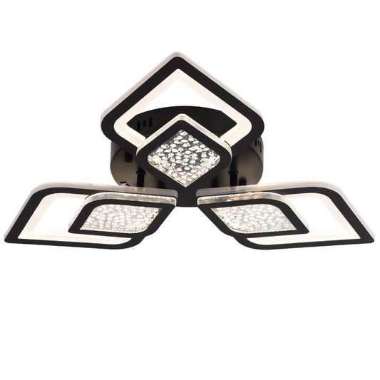 Lustra LED cu telecomanda  Lorenzo, 62W, 3 Petale, lumina Rece/Calda/Neutra, Dimabila, Negru